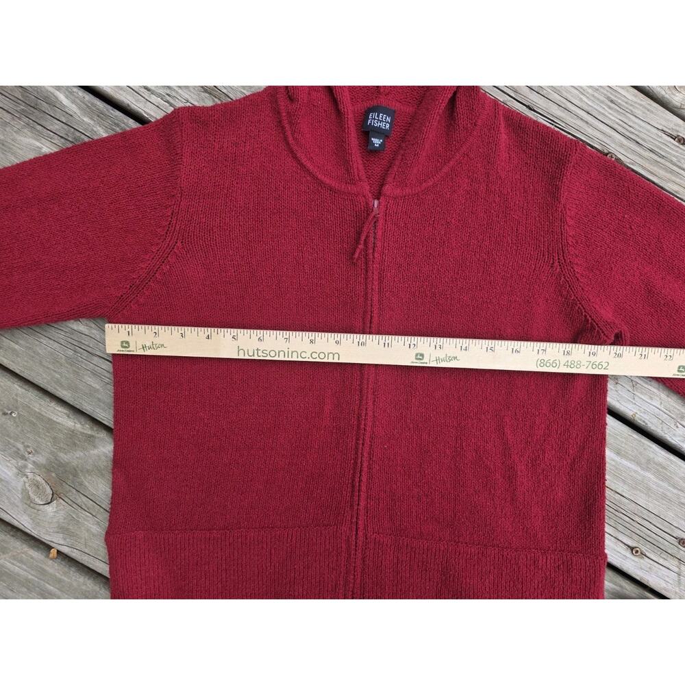 Eileen Fisher Red Full Zip Hoodie Sweater Jacket Cotton Blend Women's Medium - Picture 7 of 8